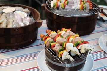 Barbecue party near pool