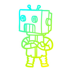 cold gradient line drawing cartoon robot