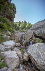 Rocks trees and hiking mountain
