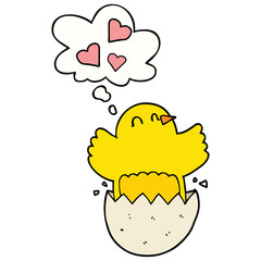 cute hatching chick cartoon and thought bubble