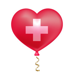 Obraz premium Flag of Switzerland in heart shape. vector illustration. national country flag switzerland.