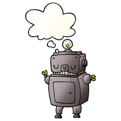 cartoon robot and thought bubble in smooth gradient style