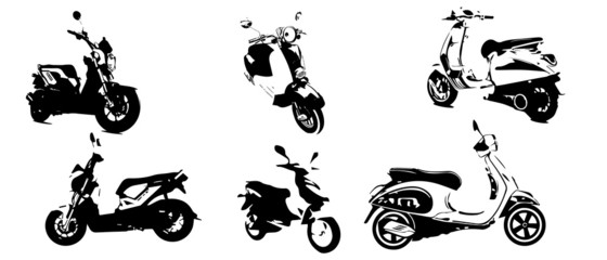 Black and white silhouette of a motorcycle scooter vector image.