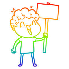 rainbow gradient line drawing cartoon happy man