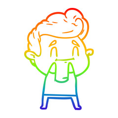 rainbow gradient line drawing happy cartoon man