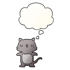 cartoon cat and thought bubble in smooth gradient style