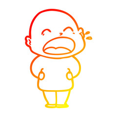 Obraz premium warm gradient line drawing cartoon shouting bald man
