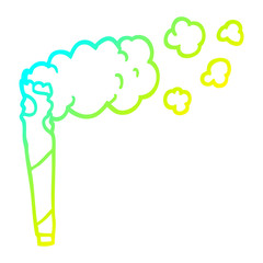cold gradient line drawing cartoon cannabis cigarette