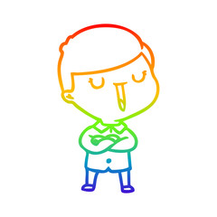 rainbow gradient line drawing cartoon happy boy