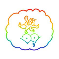 rainbow gradient line drawing cartoon tomato