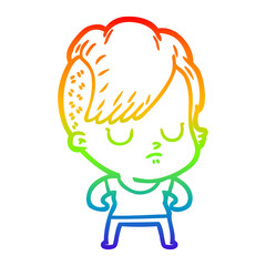 rainbow gradient line drawing cartoon woman
