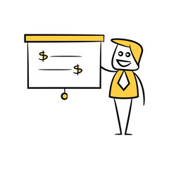 businessman and presentation chart doodle theme