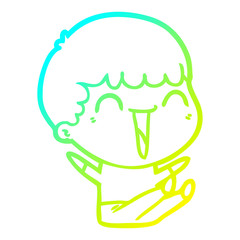 cold gradient line drawing cartoon happy man laughing
