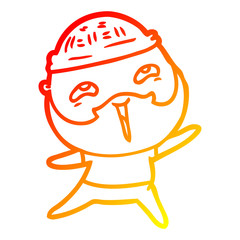 warm gradient line drawing cartoon happy bearded man