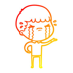 warm gradient line drawing cartoon man crying