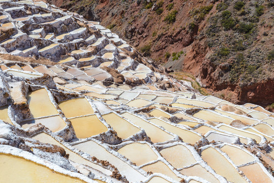 Salt Terraces known as 'Salineras de Maras' in Cusco Region, Peru