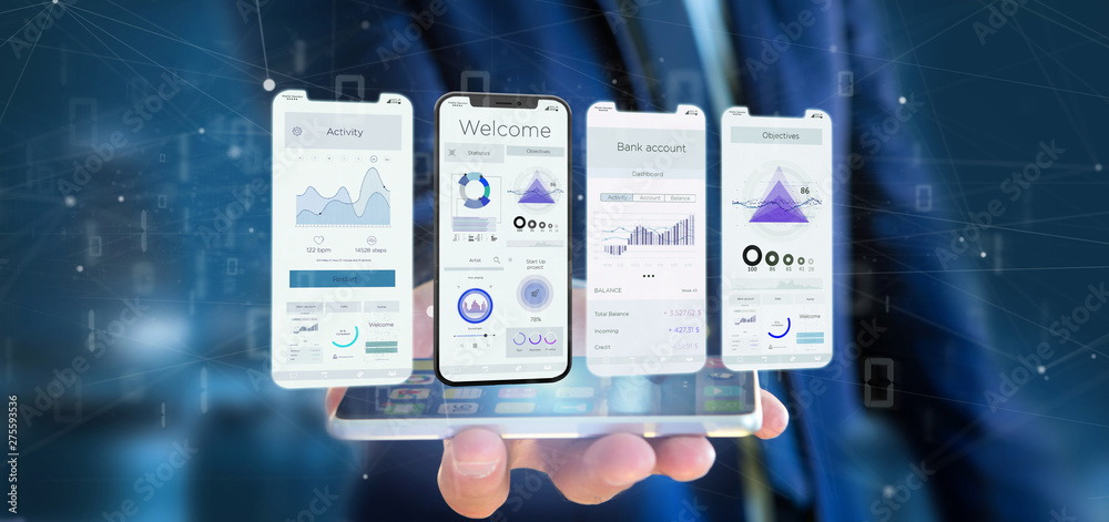 Poster application interface ui on a smartphone - 3d rendering