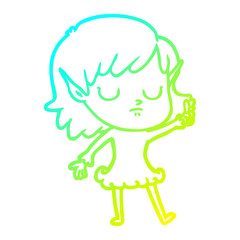 cold gradient line drawing cartoon elf girl