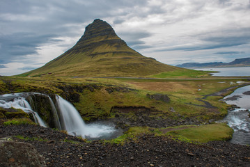 Kirkjufell volcanic mountain at sunset, Iceland