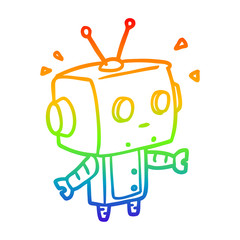 rainbow gradient line drawing cute surprised robot