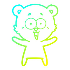 cold gradient line drawing laughing teddy  bear cartoon