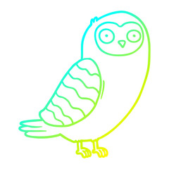 cold gradient line drawing cartoon owl