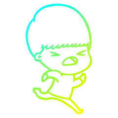 cold gradient line drawing cartoon stressed man