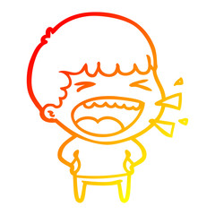 warm gradient line drawing cartoon laughing man