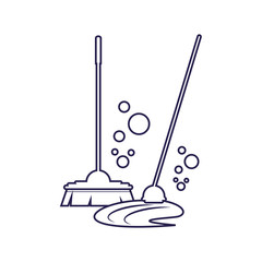 Isolated cleaning mop and brush design