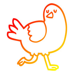 warm gradient line drawing cartoon bird running