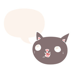 cartoon cat and speech bubble in retro style
