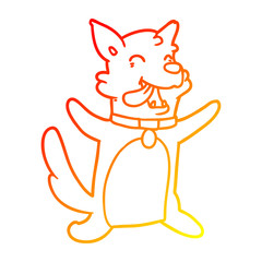 warm gradient line drawing cartoon happy dog