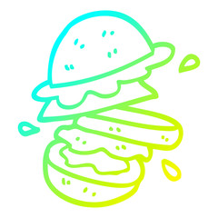 cold gradient line drawing cartoon burger