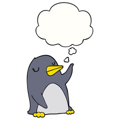 cartoon penguin and thought bubble