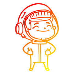 warm gradient line drawing happy cartoon astronaut