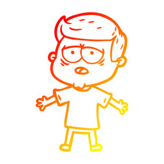 warm gradient line drawing cartoon tired man