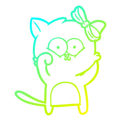 cold gradient line drawing cartoon cat