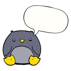 cartoon penguin and speech bubble