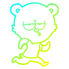 cold gradient line drawing bored polar bear running cartoon