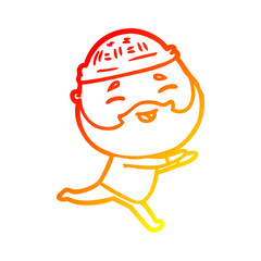warm gradient line drawing cartoon happy bearded man