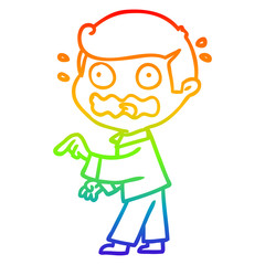 rainbow gradient line drawing cartoon stressed out pointing