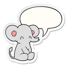 cute cartoon elephant and speech bubble sticker