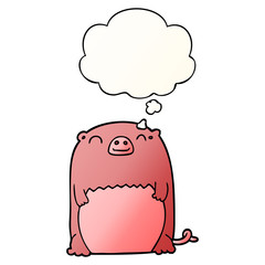 cartoon creature and thought bubble in smooth gradient style
