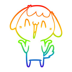 rainbow gradient line drawing cute cartoon dog