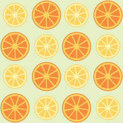 Vector seamless pattern background made with oranges and lemons slices - vintage colors style 