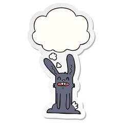 cartoon rabbit and thought bubble as a printed sticker