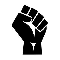 Foto op Plexiglas Vector illustration of the iconic protester raised fist isolated on white background - graphic style silhouette © lnm