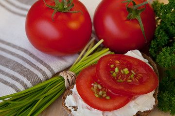 Savoury Snack With Bread And Tomatoes