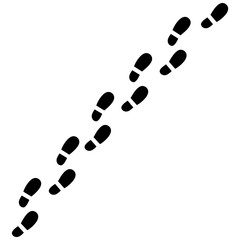 Vector flat style illustration of footsteps silhouette walking on a path isolated on white background