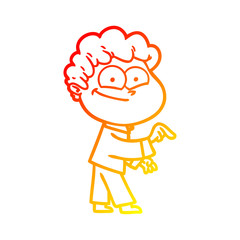 warm gradient line drawing cartoon happy man